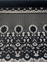 Load image into Gallery viewer, Barcelona Rayon Cotton Panel Lace - Black (sold by the 67cm panel)
