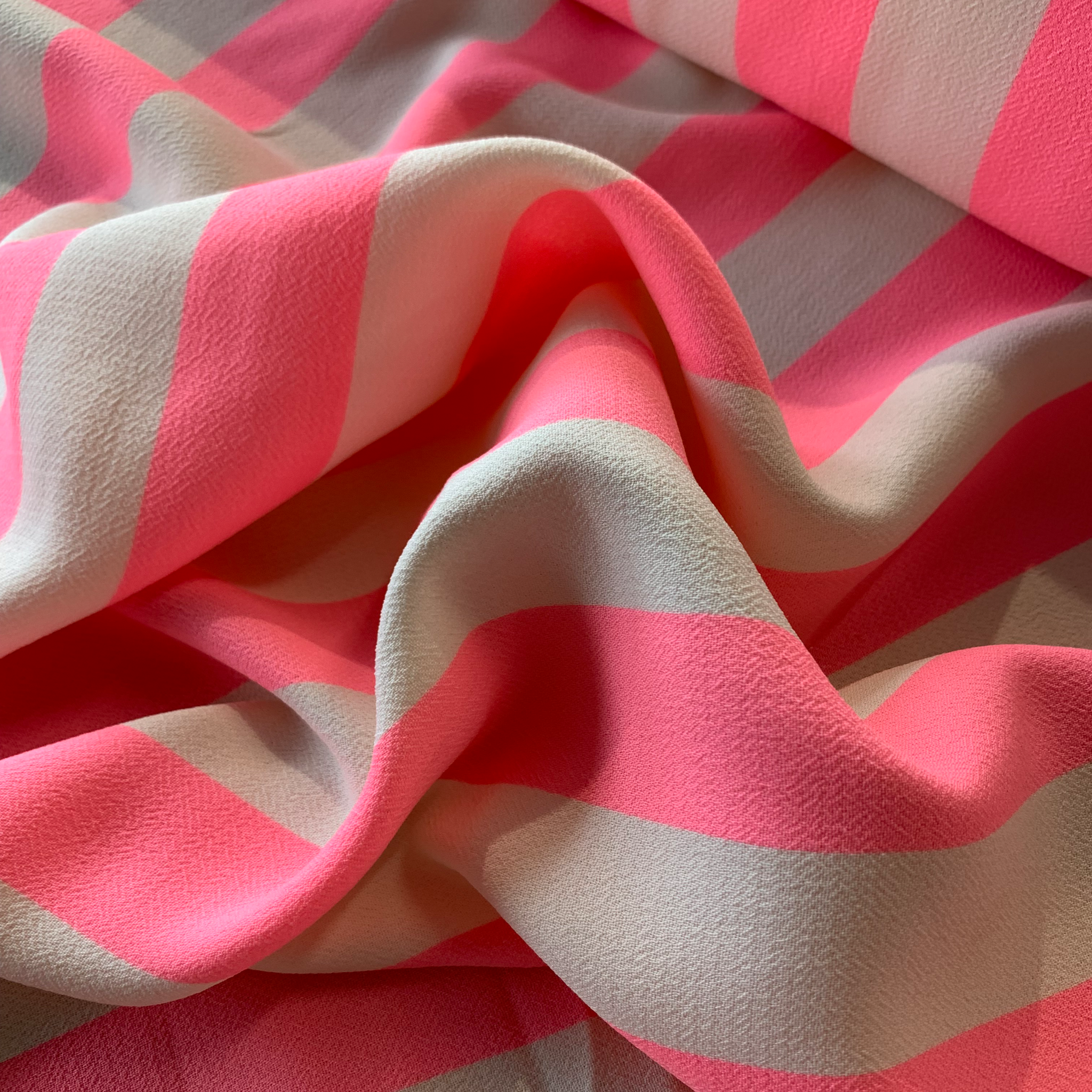 Neon Pink and Black Stripe, Deadstock Fabric